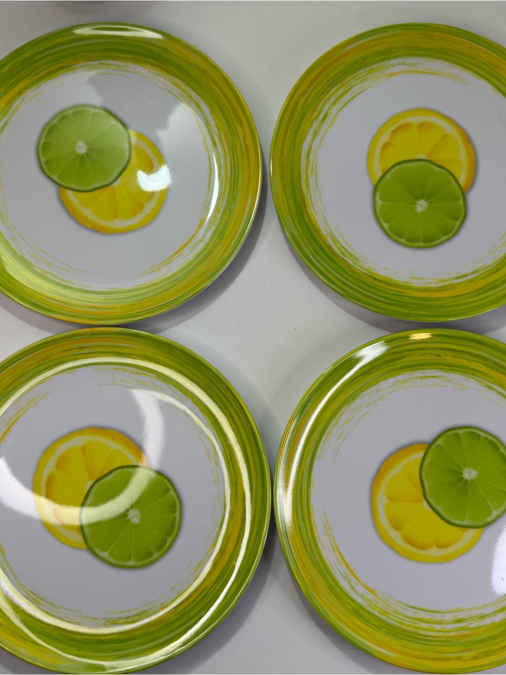 Kohl's Citrus Melamine Plates Set of 4 Lemon Lime Summer Dinner Picnic 8"